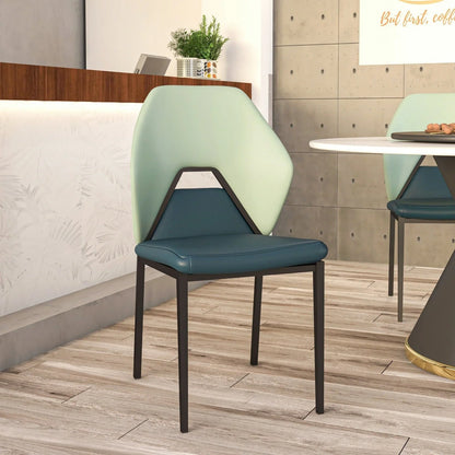 ECLAT Dining Chair with Upholstered Leather Seat and Back in Black Iron - Elax Furniture