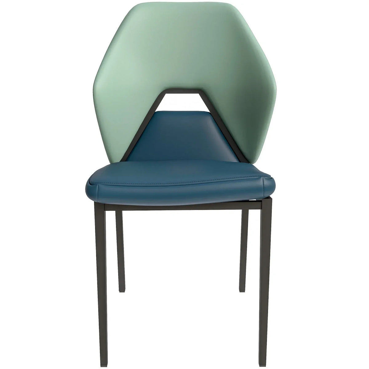 ECLAT Dining Chair with Upholstered Leather Seat and Back in Black Iron - Elax Furniture