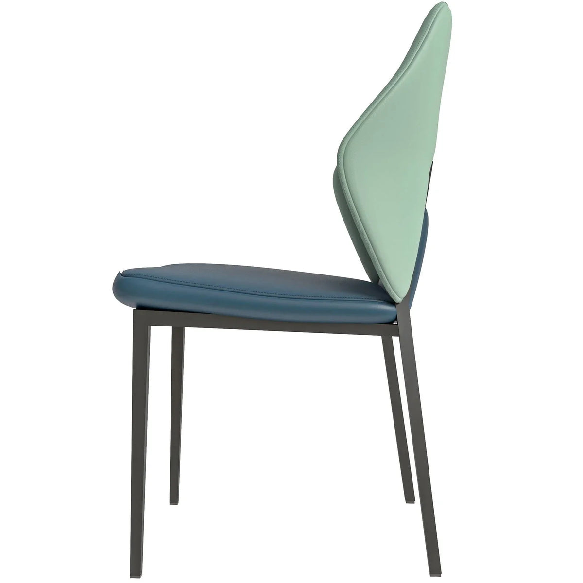ECLAT Dining Chair with Upholstered Leather Seat and Back in Black Iron - Elax Furniture
