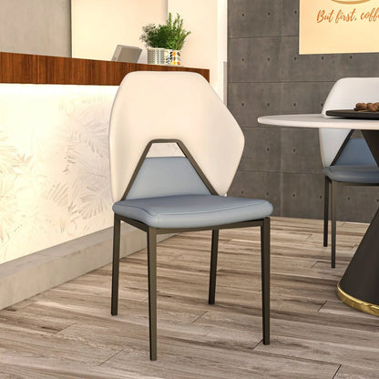 ECLAT Dining Chair with Upholstered Leather Seat and Back in Black Iron - Elax Furniture