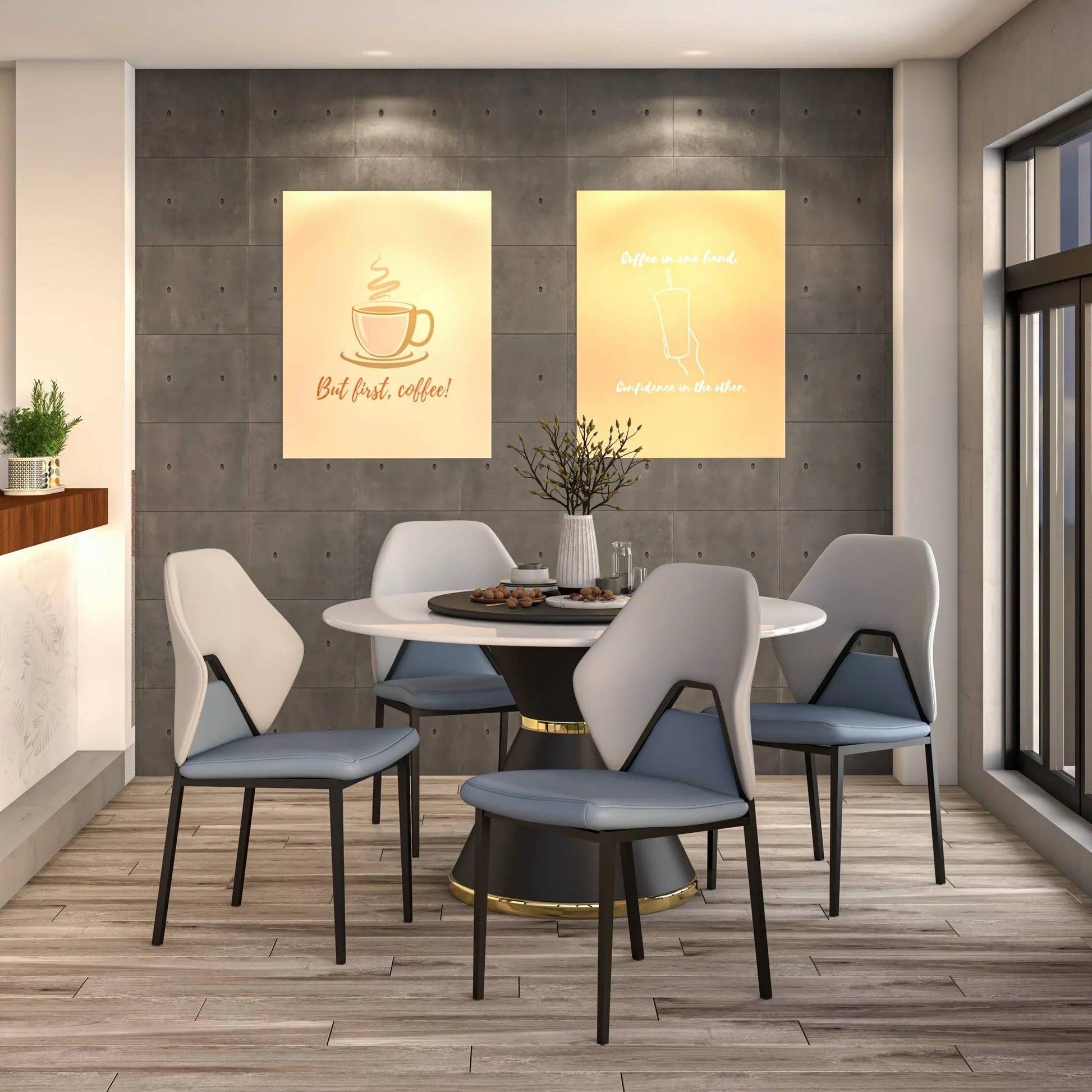 Eclat Collection Modern Upholstered Leather Dining Chair Set of 4 - Elax Furniture