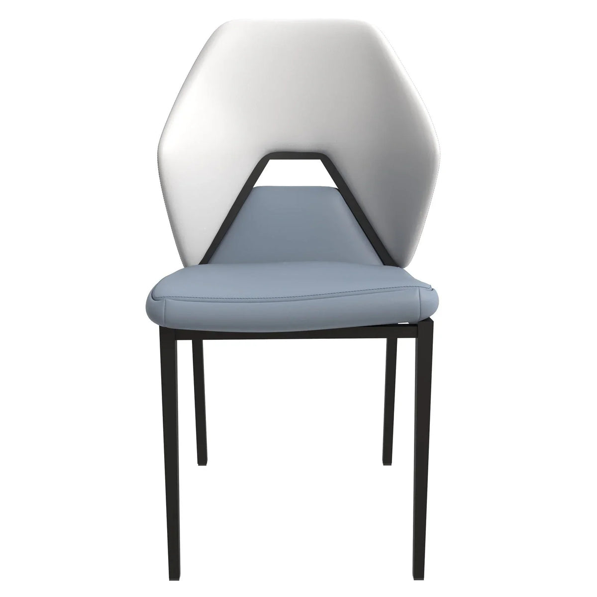 ECLAT Dining Chair with Upholstered Leather Seat and Back in Black Iron - Elax Furniture