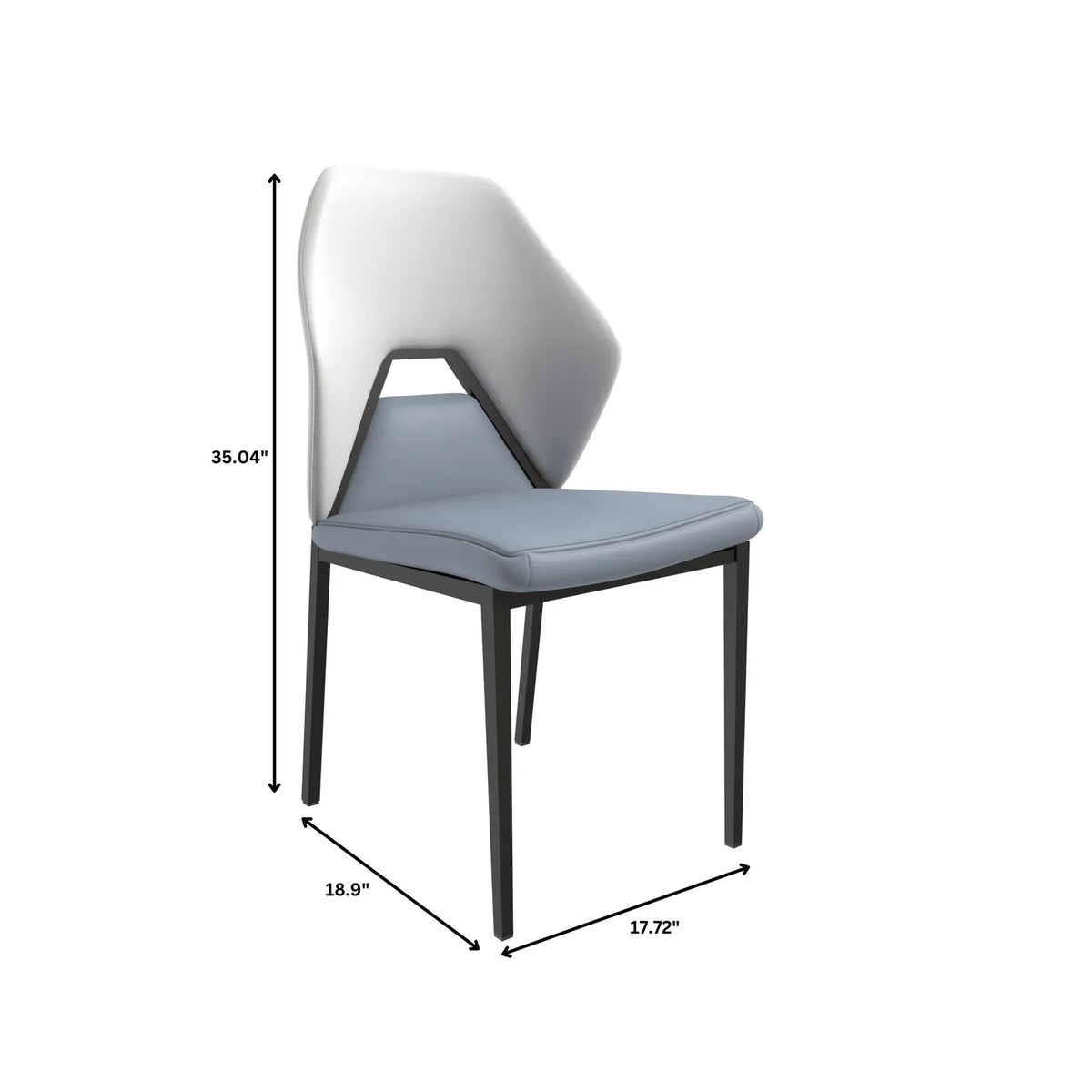 ECLAT Dining Chair with Upholstered Leather Seat and Back in Black Iron - Elax Furniture