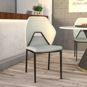 ECLAT Dining Chair with Upholstered Leather Seat and Back in Black Iron - Elax Furniture