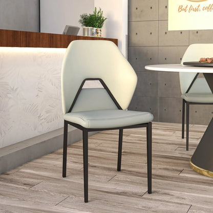 ECLAT Dining Chair with Upholstered Leather Seat and Back in Black Iron - Elax Furniture