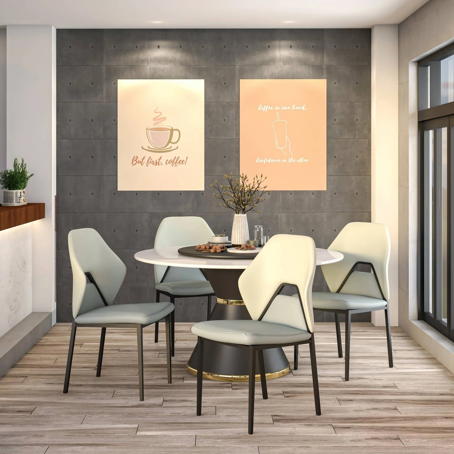 Eclat Collection Modern Upholstered Leather Dining Chair Set of 4 - Elax Furniture