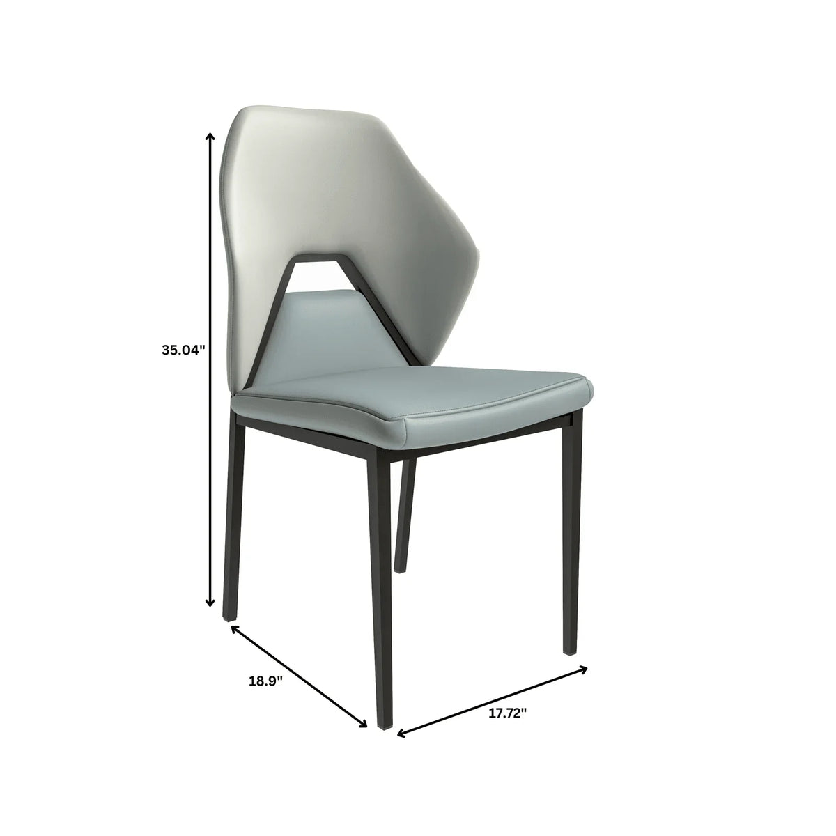 ECLAT Dining Chair with Upholstered Leather Seat and Back in Black Iron - Elax Furniture