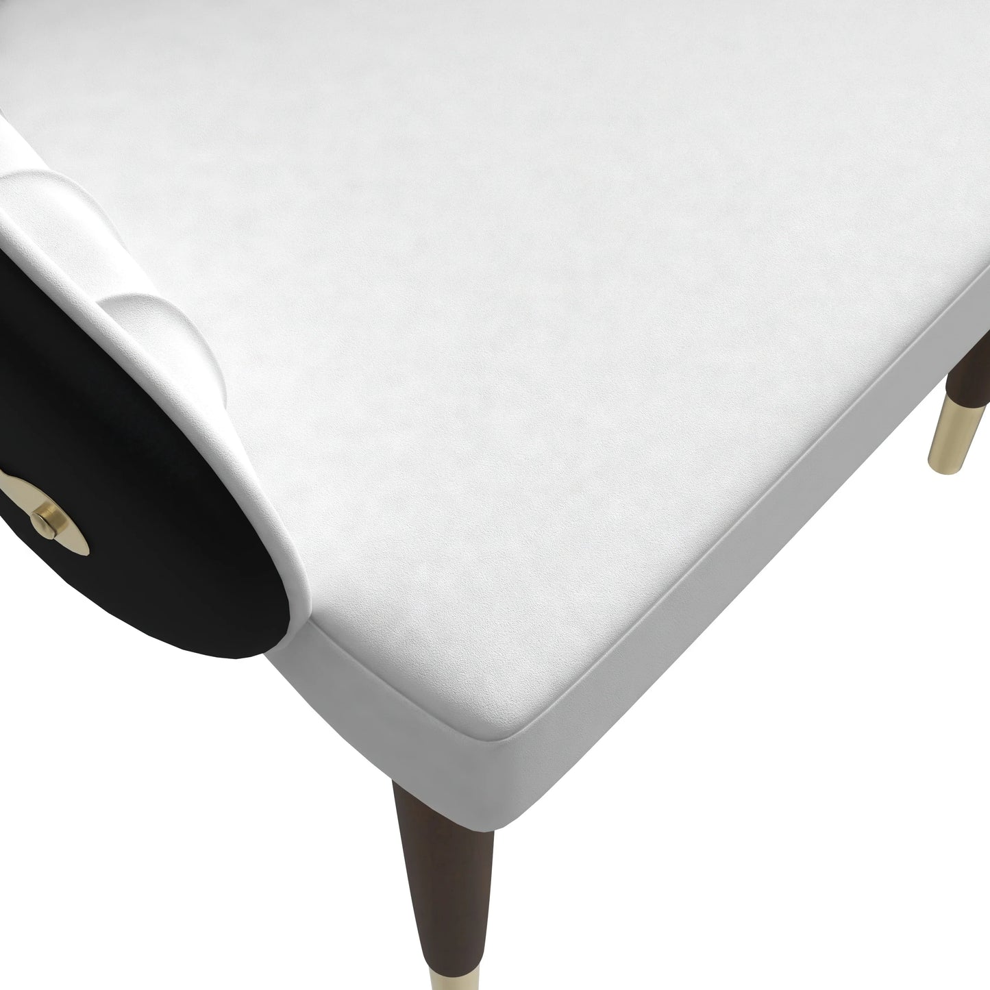 Elara Leather Dining Chair with Elegant Ripple Back and Gold Accents in Rubberwood - Elax Furniture