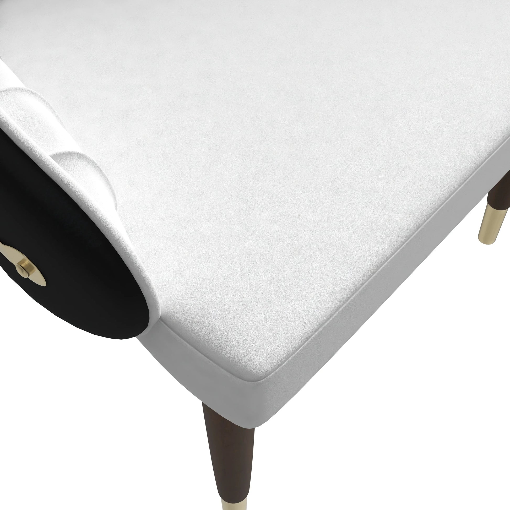 Elara Leather Dining Chair with Elegant Ripple Back and Gold Accents in Rubberwood - Elax Furniture