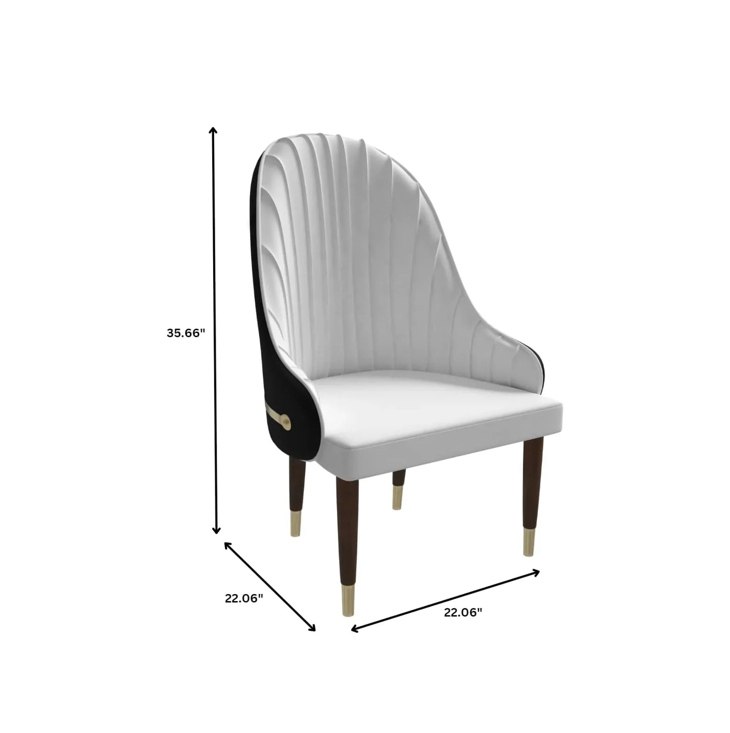Elara Leather Dining Chair with Elegant Ripple Back and Gold Accents in Rubberwood - Elax Furniture