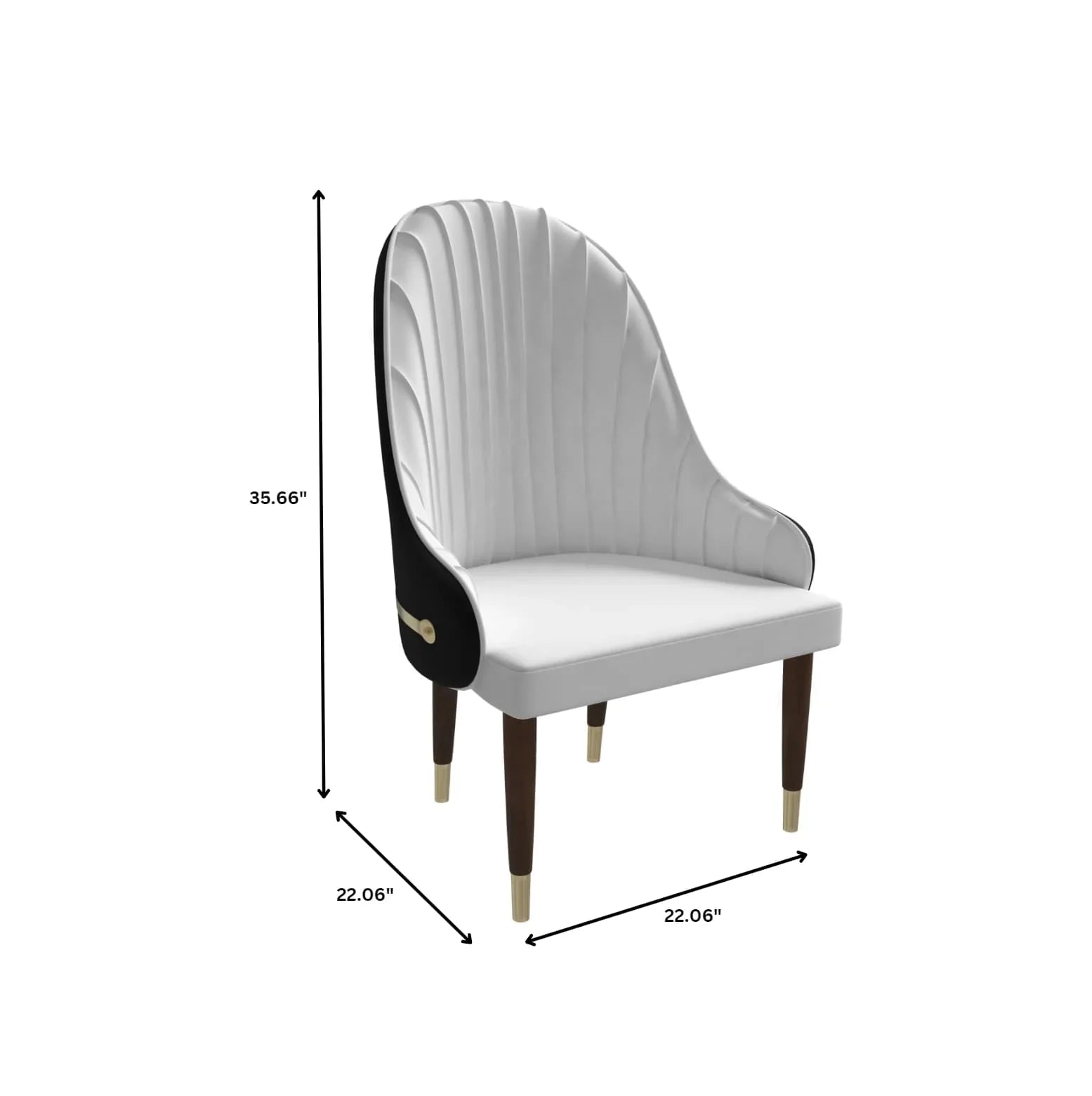 Elara Leather Dining Chair with Elegant Ripple Back and Gold Accents in Rubberwood - Elax Furniture