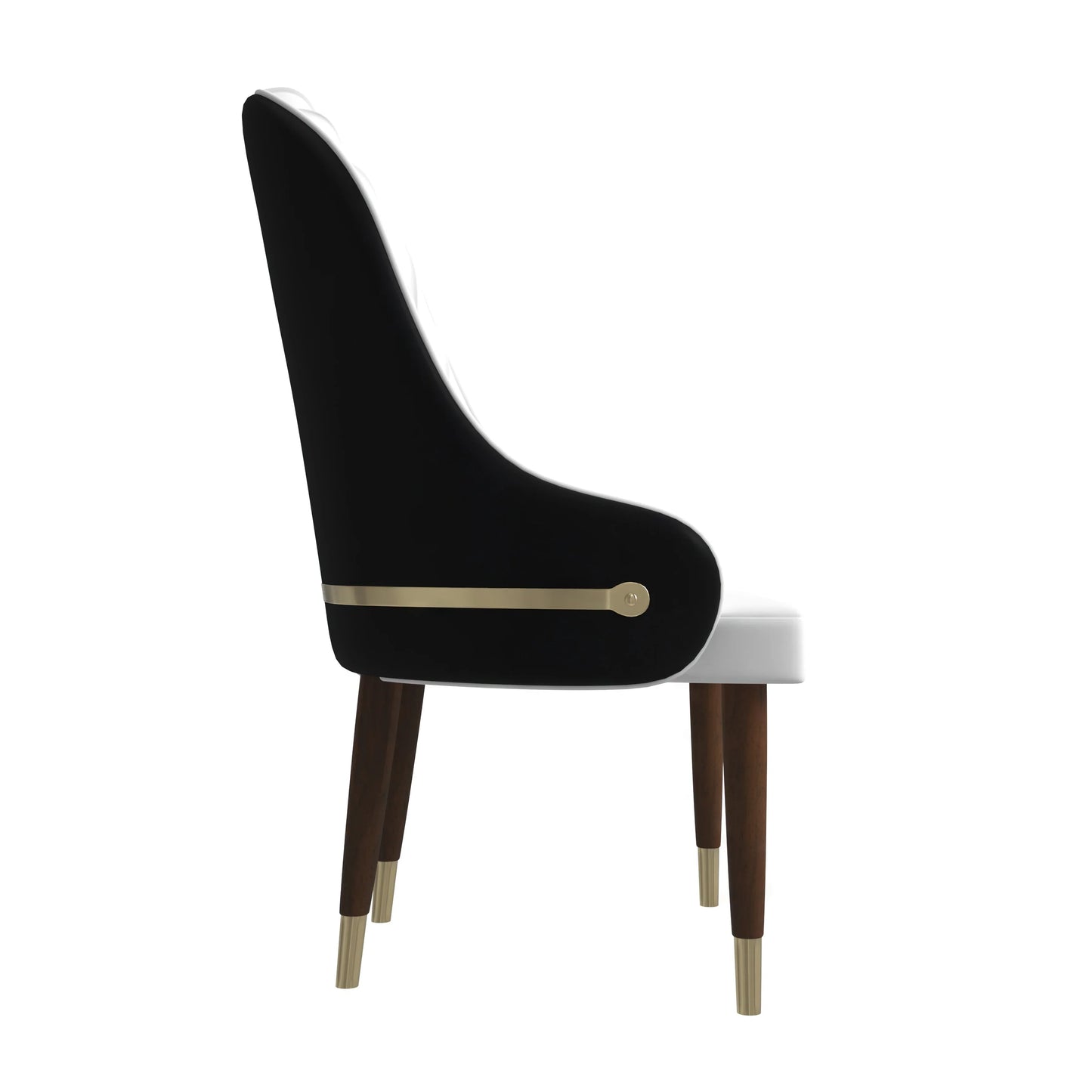 Elara Leather Dining Chair with Elegant Ripple Back and Gold Accents in Rubberwood - Elax Furniture