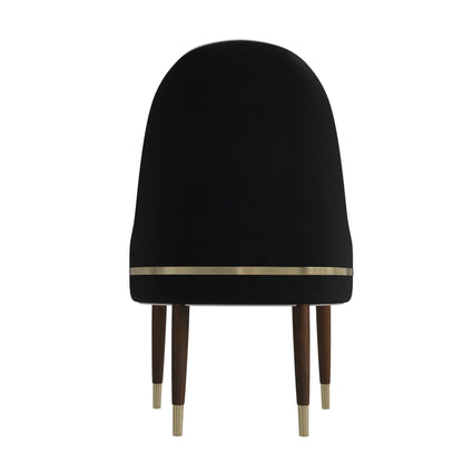 Elara Leather Dining Chair with Elegant Ripple Back and Gold Accents in Rubberwood - Elax Furniture