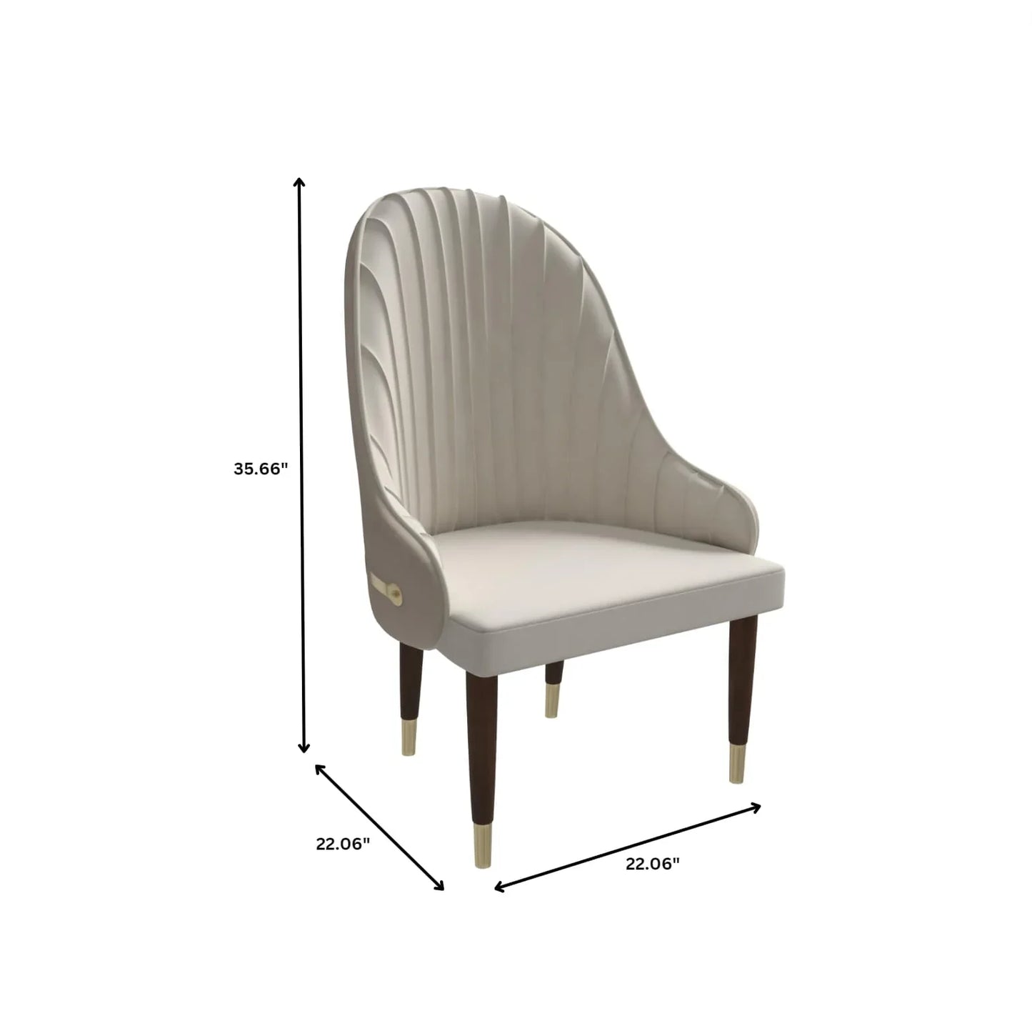 Elara Leather Dining Chair with Elegant Ripple Back and Gold Accents in Rubberwood - Elax Furniture