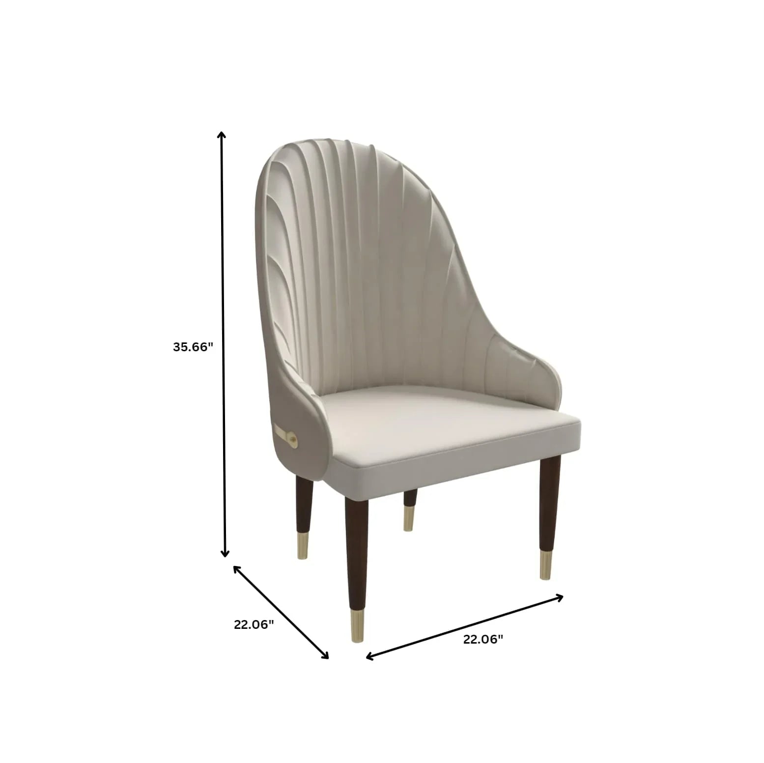 Elara Leather Dining Chair with Elegant Ripple Back and Gold Accents in Rubberwood - Elax Furniture