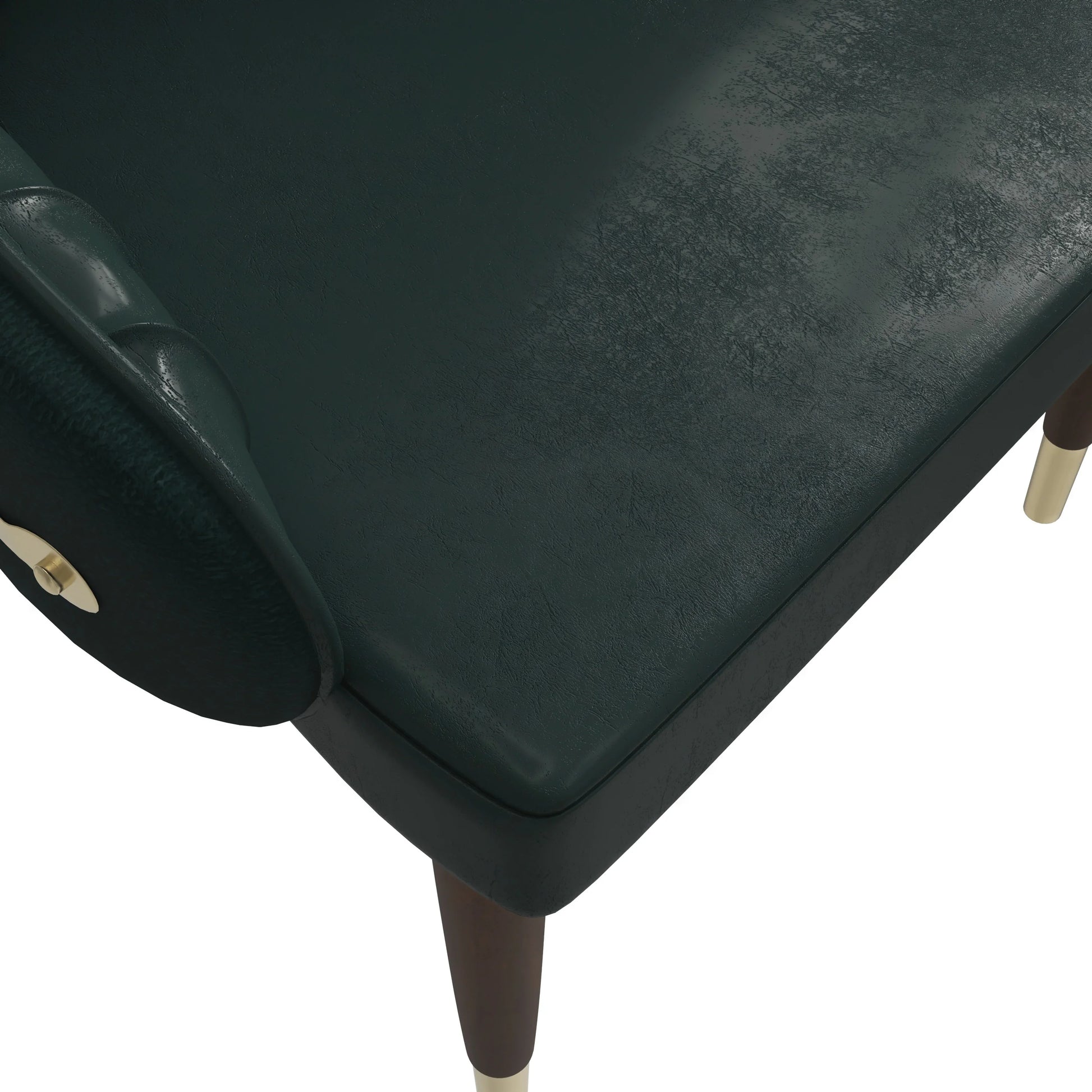 Elara Leather Dining Chair with Elegant Ripple Back and Gold Accents in Rubberwood - Elax Furniture