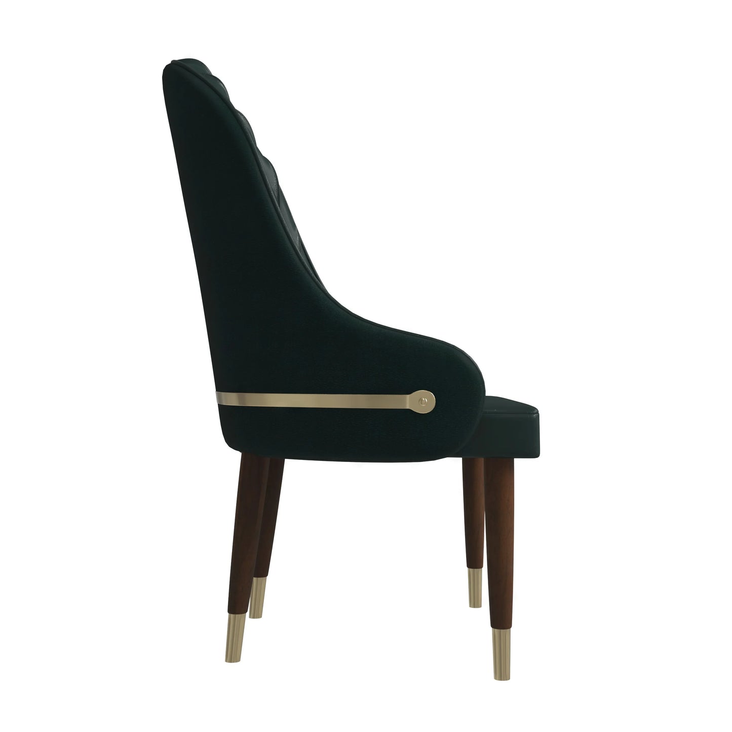 Elara Leather Dining Chair with Elegant Ripple Back and Gold Accents in Rubberwood - Elax Furniture