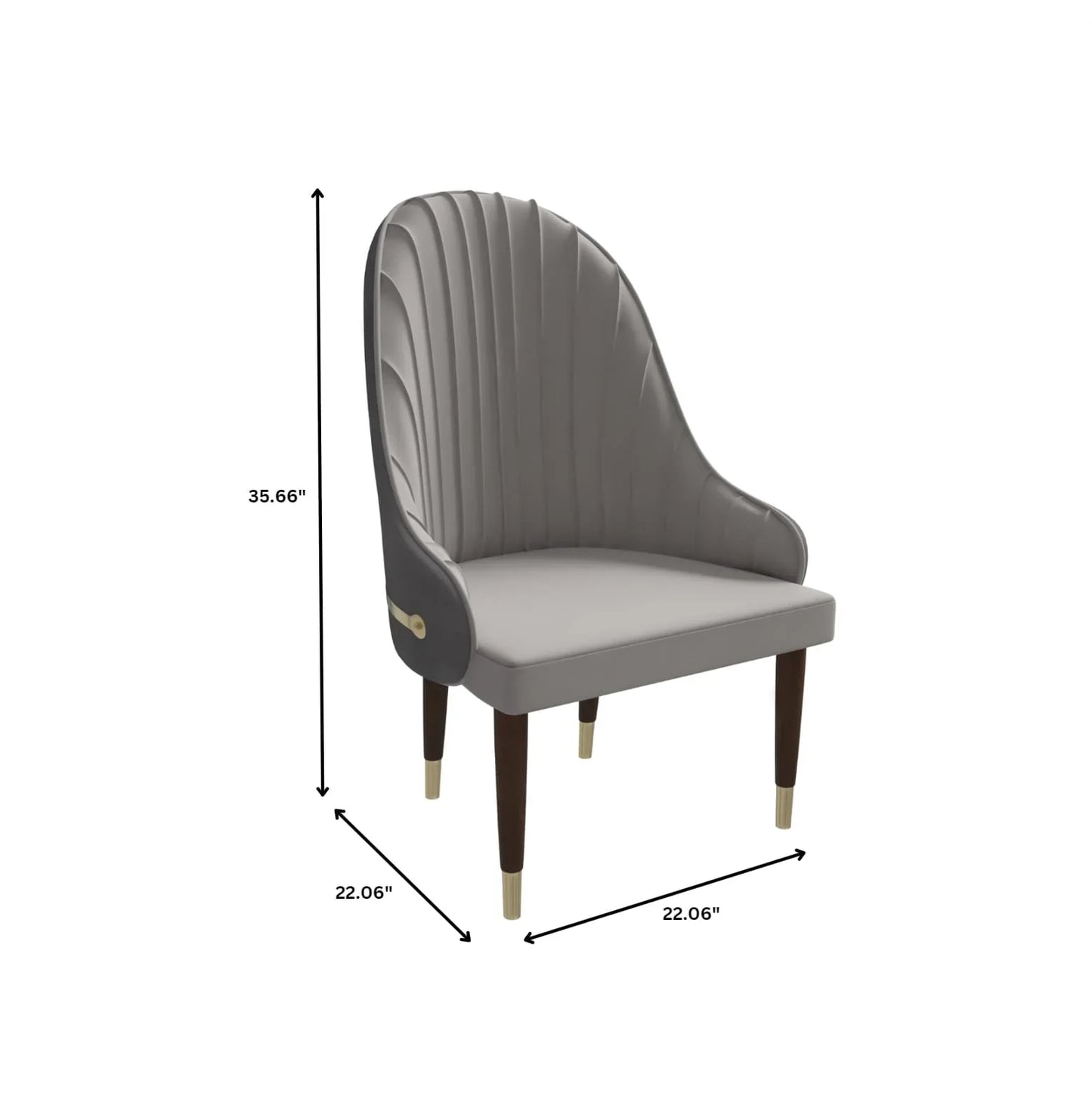 Elara Leather Dining Chair with Elegant Ripple Back and Gold Accents in Rubberwood - Elax Furniture