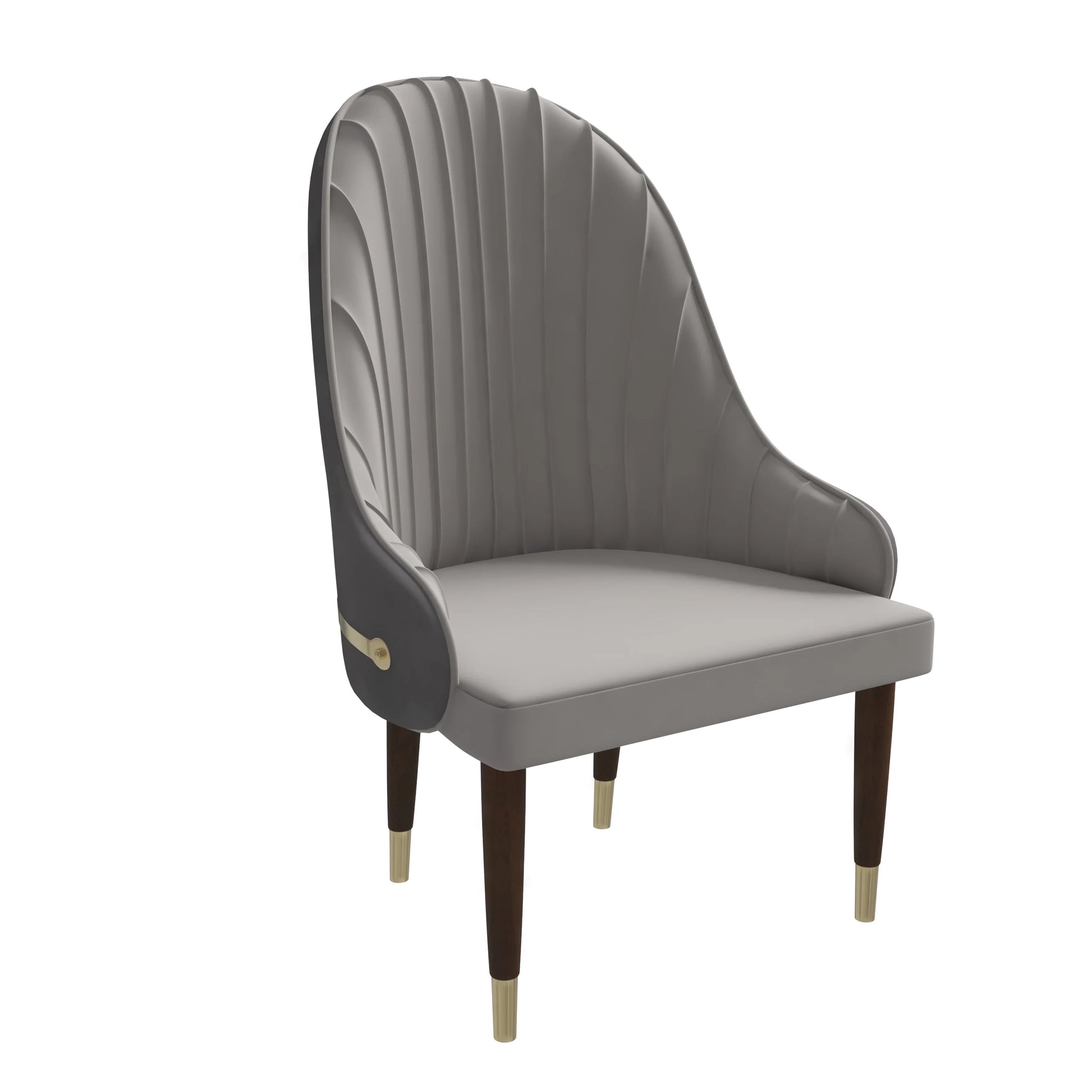Elara Leather Dining Chair with Elegant Ripple Back and Gold Accents in Rubberwood - Elax Furniture