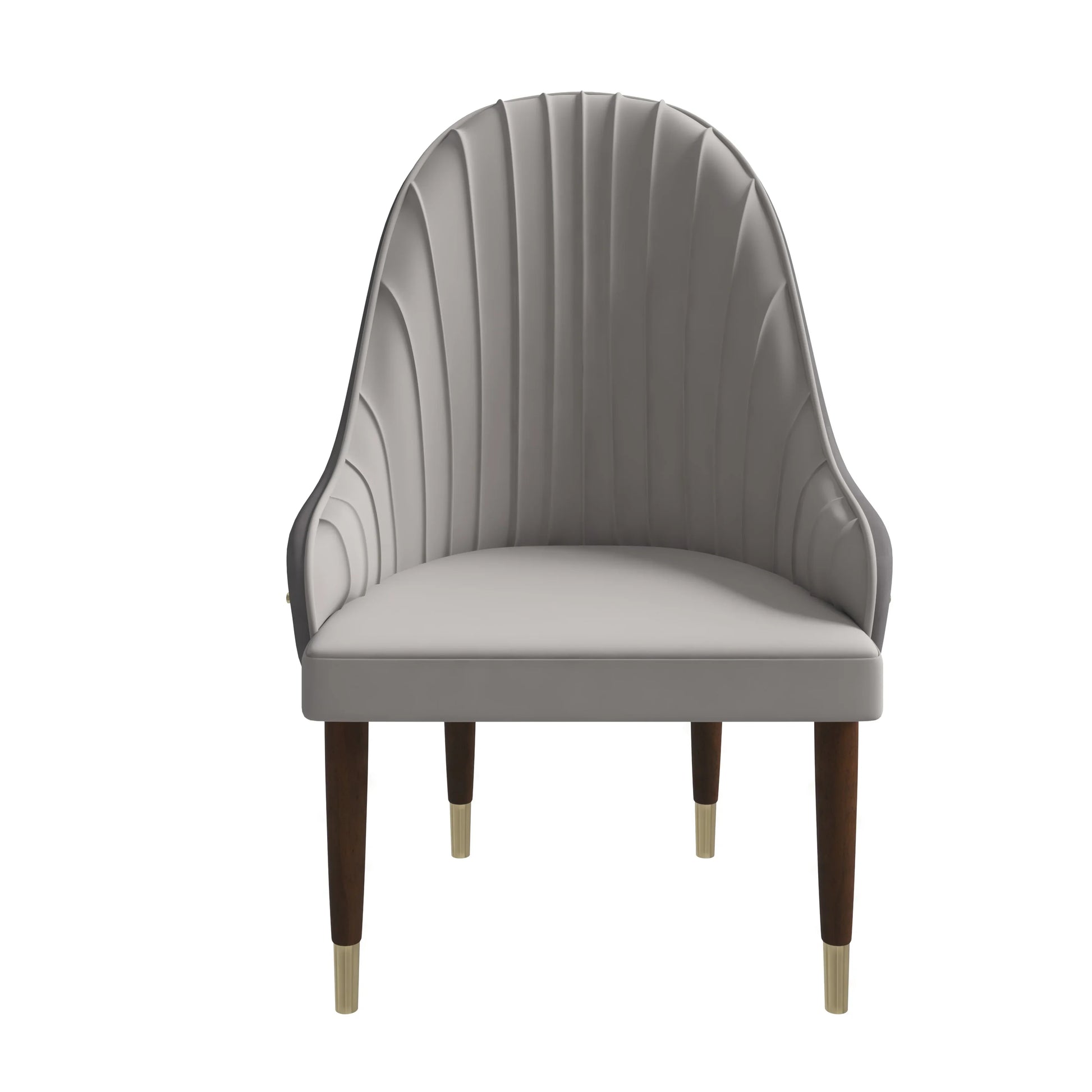 Elara Leather Dining Chair with Elegant Ripple Back and Gold Accents in Rubberwood - Elax Furniture