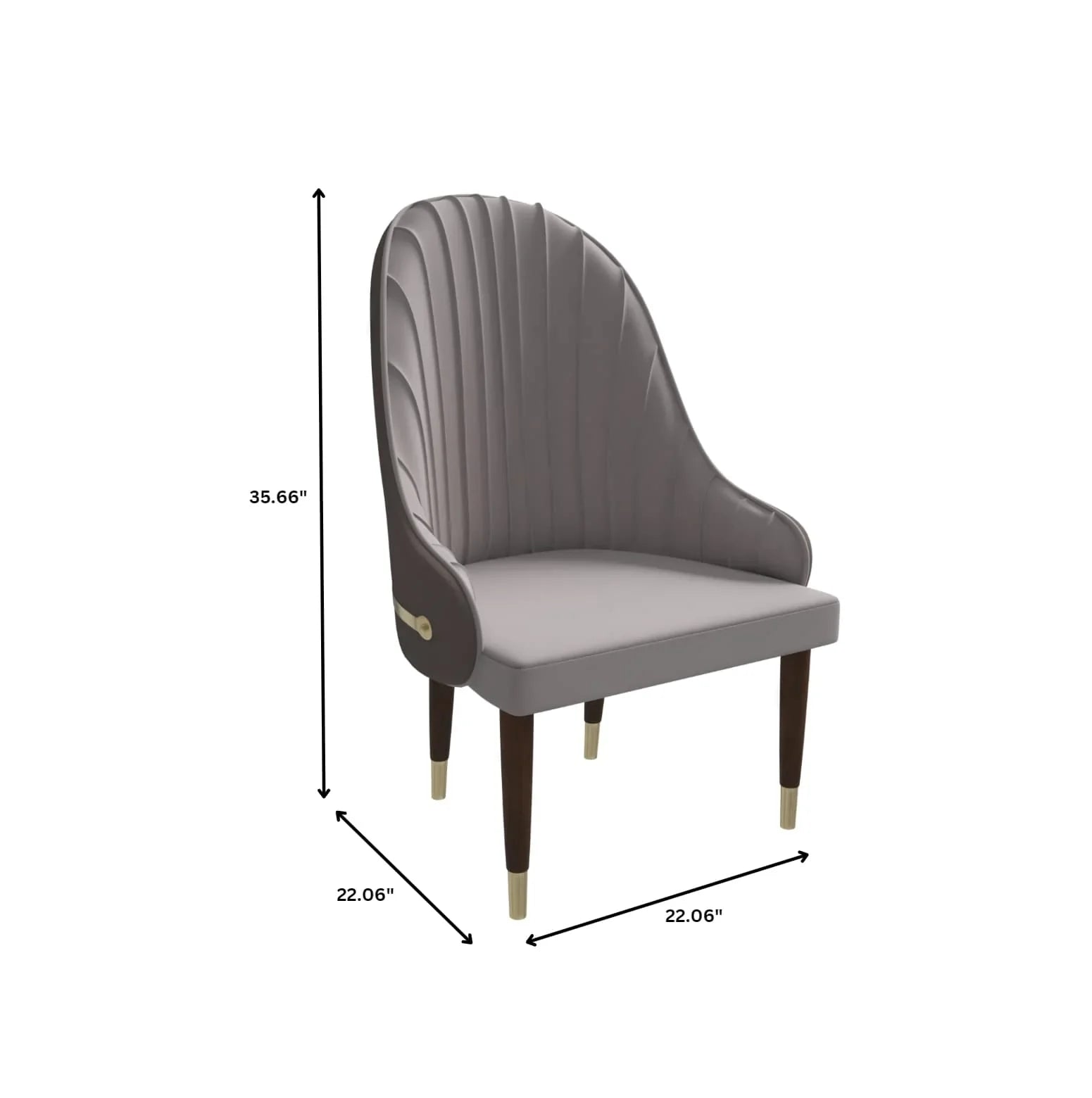 Elara Leather Dining Chair with Elegant Ripple Back and Gold Accents in Rubberwood - Elax Furniture