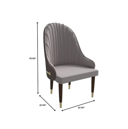 Elara Leather Dining Chair with Elegant Ripple Back and Gold Accents in Rubberwood - Elax Furniture