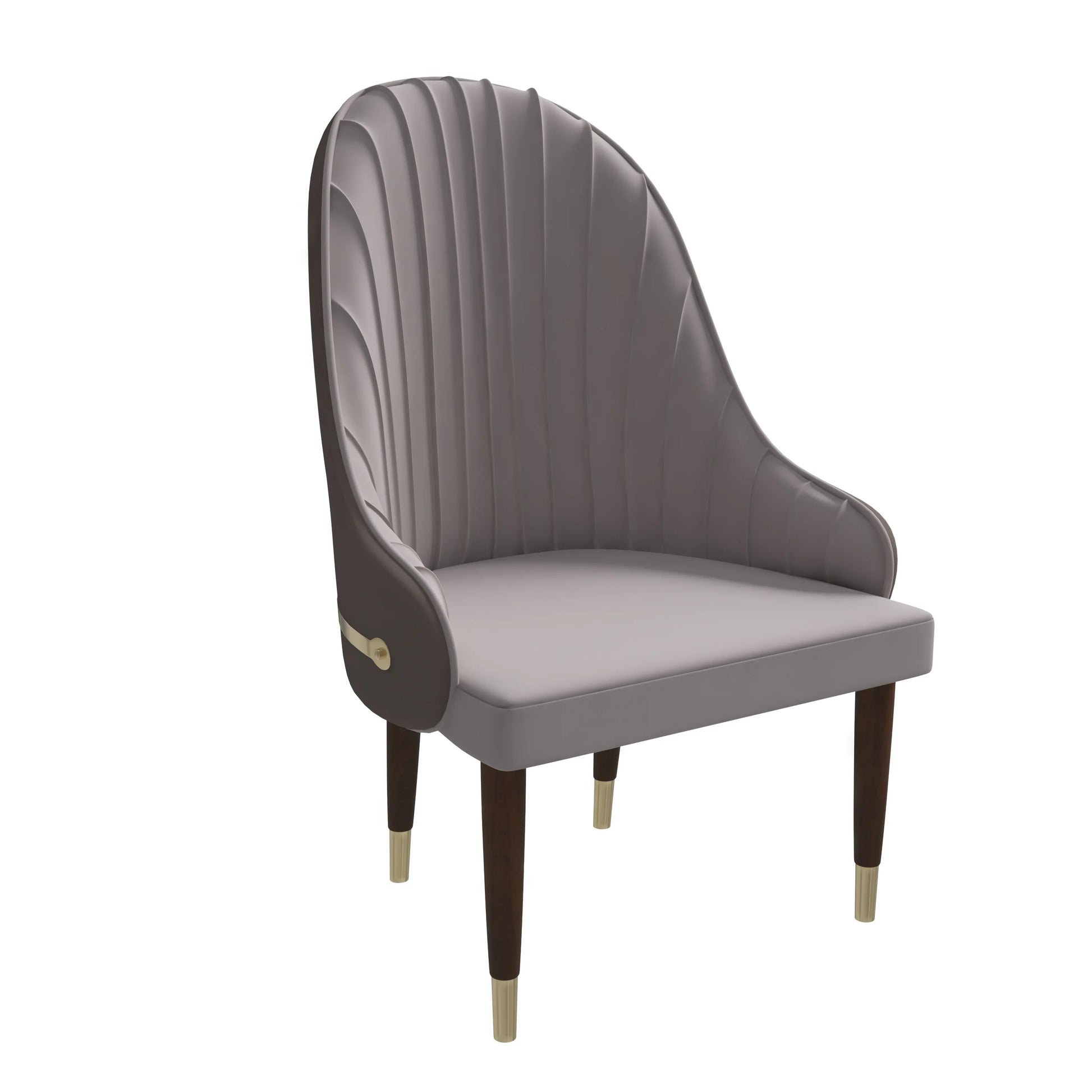 Elara Leather Dining Chair with Elegant Ripple Back and Gold Accents in Rubberwood - Elax Furniture