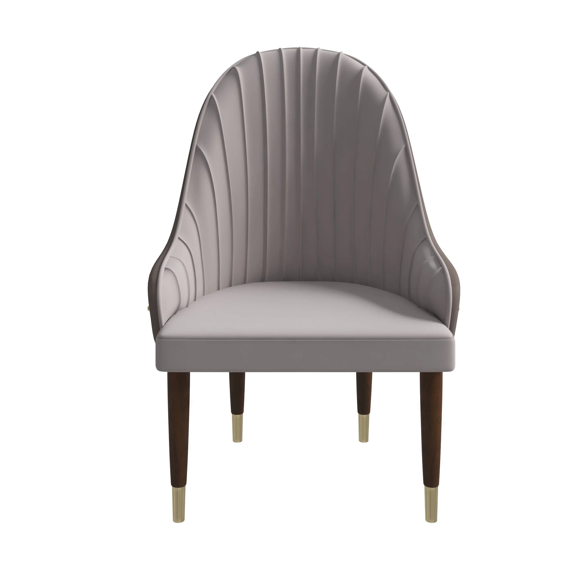 Elara Leather Dining Chair with Elegant Ripple Back and Gold Accents in Rubberwood - Elax Furniture