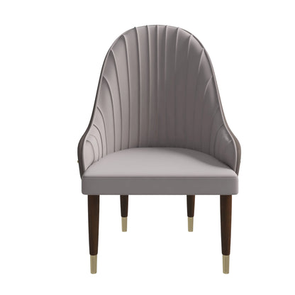 Elara Leather Dining Chair with Elegant Ripple Back and Gold Accents in Rubberwood - Elax Furniture