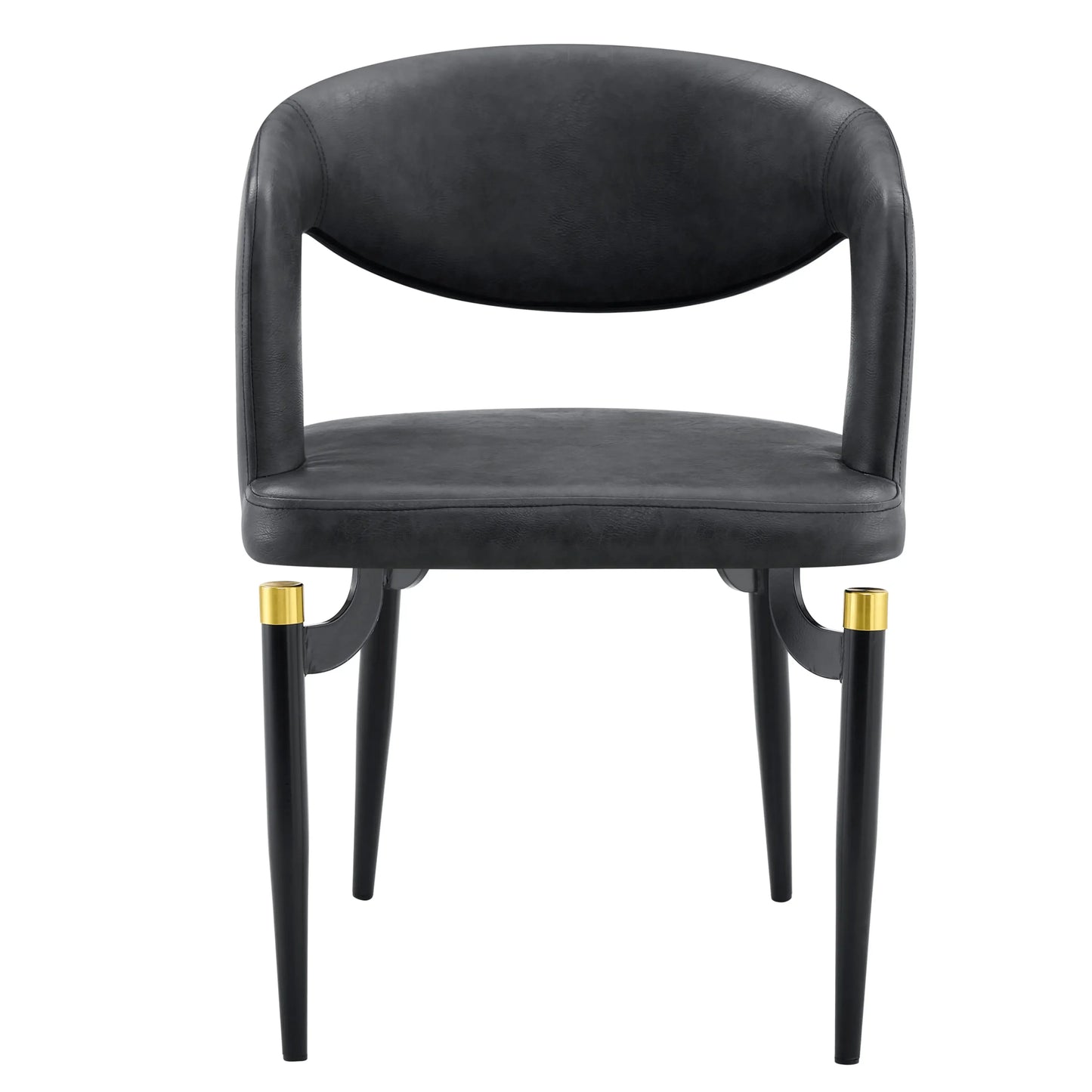 Entice Leather Dining Chair with Curved Open Back and Iron Legs