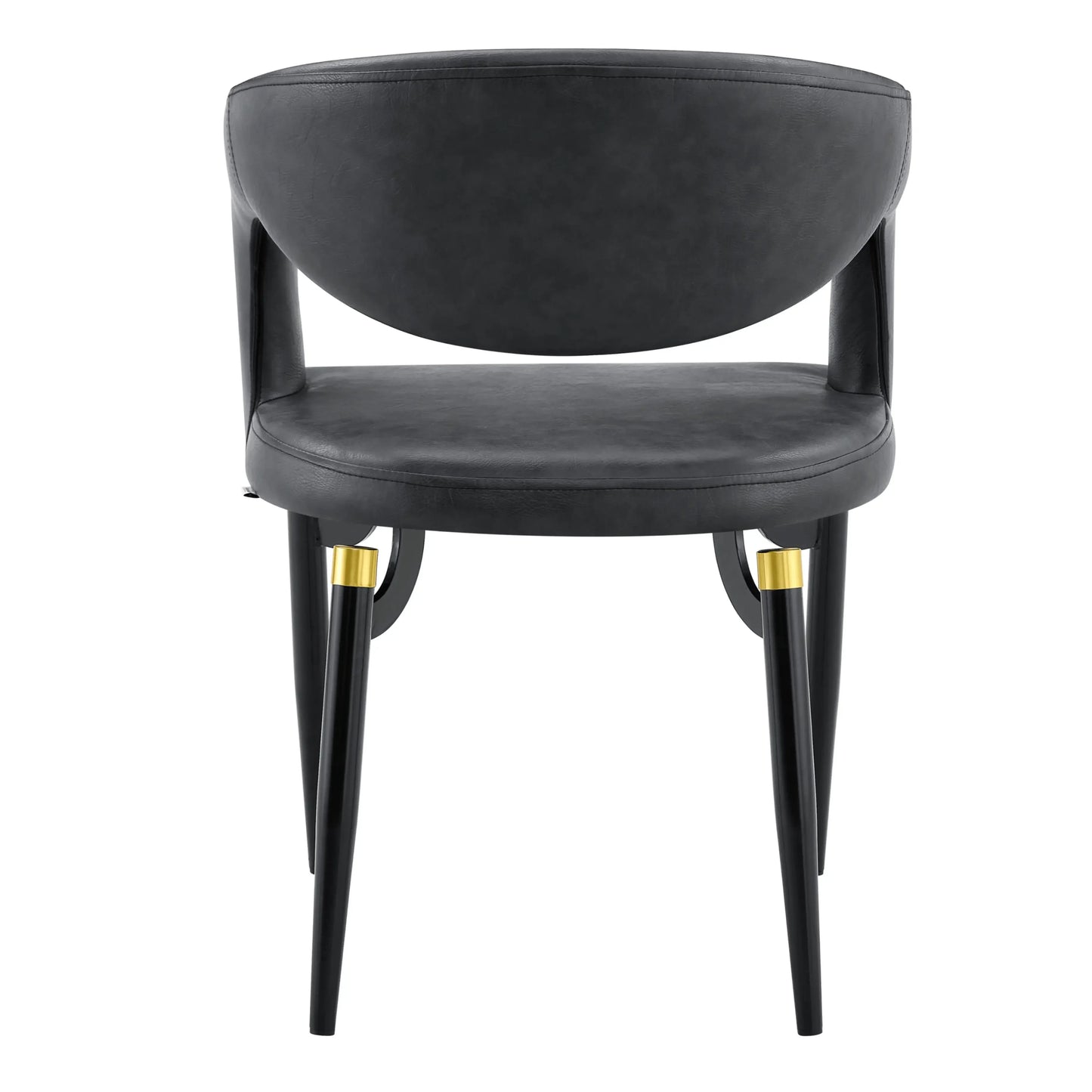 Entice Leather Dining Chair with Curved Open Back and Iron Legs