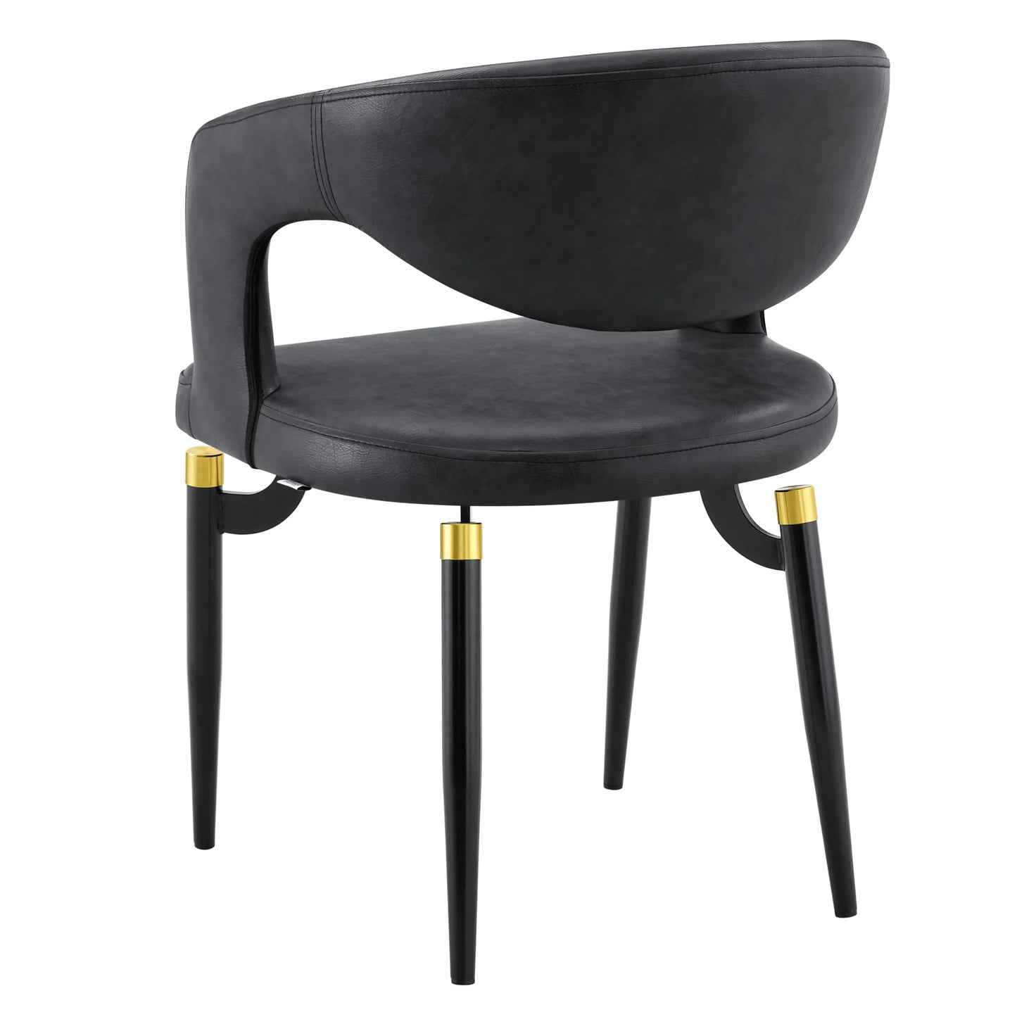 Entice Leather Dining Chair with Curved Open Back and Iron Legs