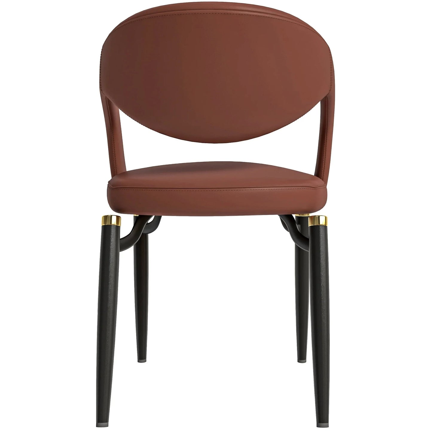 Entice Leather Dining Chairs with Curved Open Back Design and Iron Legs Set of 4 - Elax Furniture
