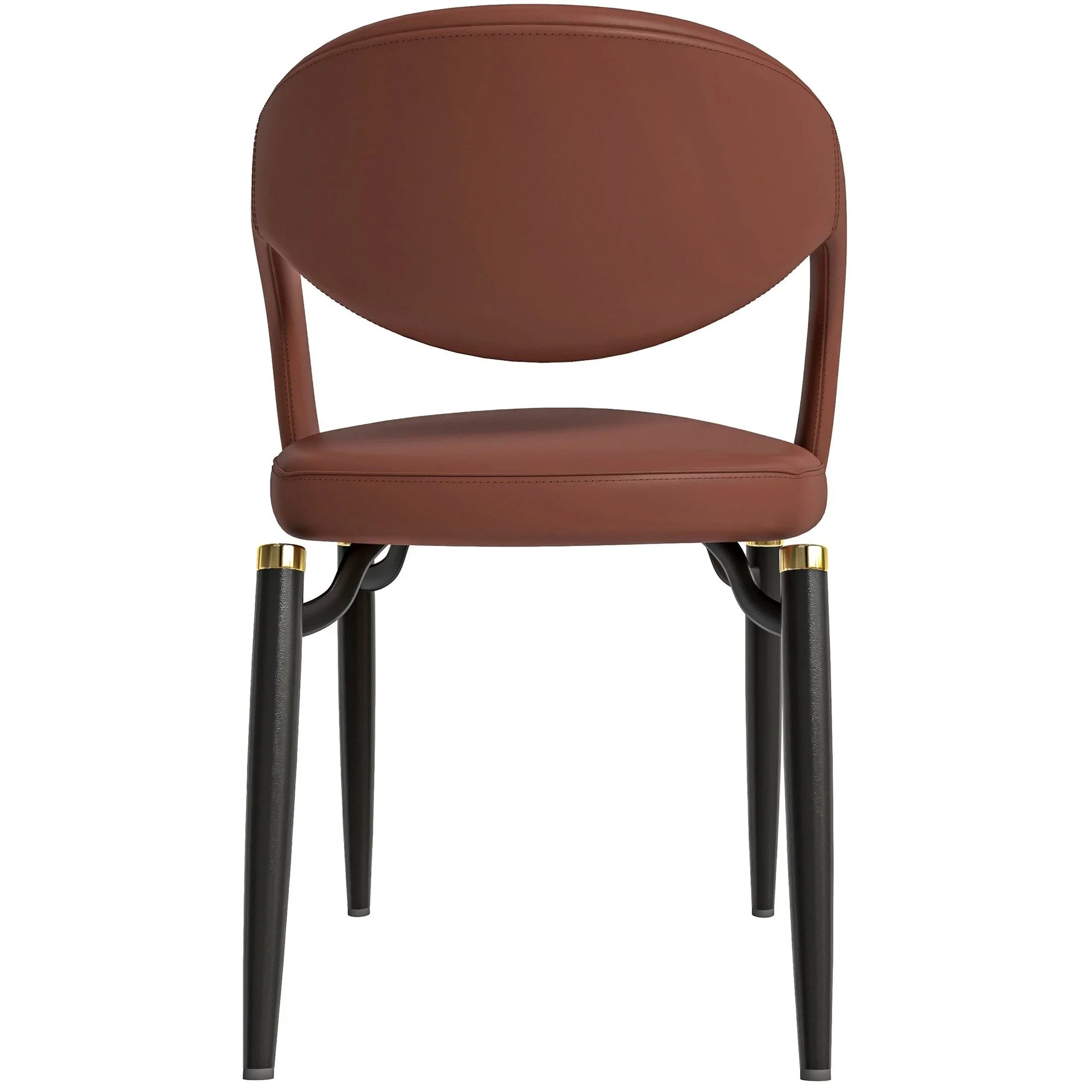 Entice Leather Dining Chairs with Curved Open Back Design and Iron Legs Set of 4 - Elax Furniture