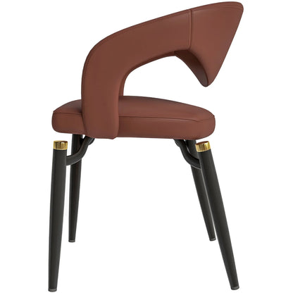 Entice Leather Dining Chairs with Curved Open Back Design and Iron Legs Set of 4 - Elax Furniture