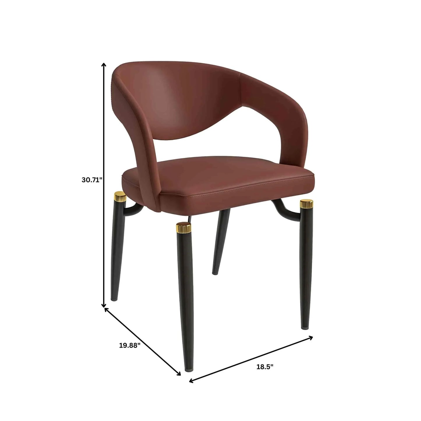 Entice Leather Dining Chairs with Curved Open Back Design and Iron Legs Set of 2 - Elax Furniture