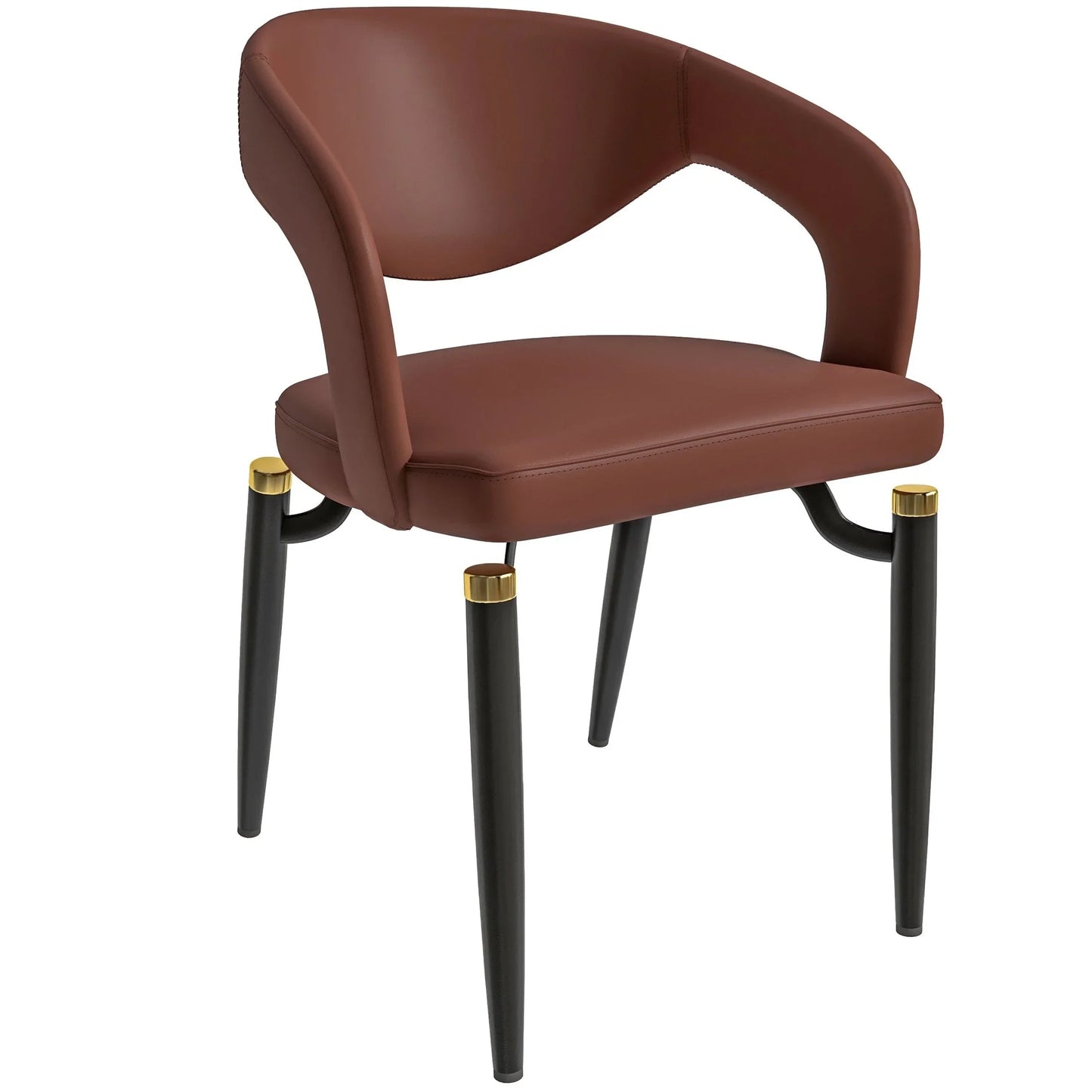 Entice Leather Dining Chairs with Curved Open Back Design and Iron Legs Set of 2 - Elax Furniture