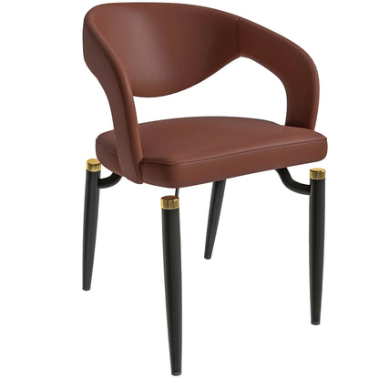 Entice Leather Dining Chairs with Curved Open Back Design and Iron Legs Set of 2 - Elax Furniture