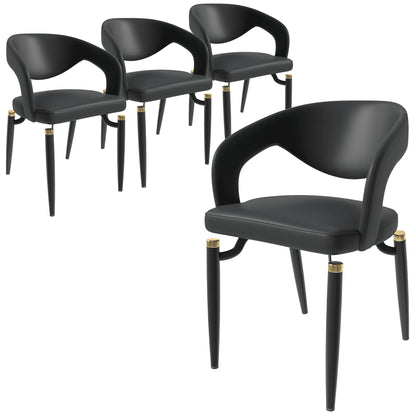 Entice Leather Dining Chairs with Curved Open Back Design and Iron Legs Set of 4 - Elax Furniture