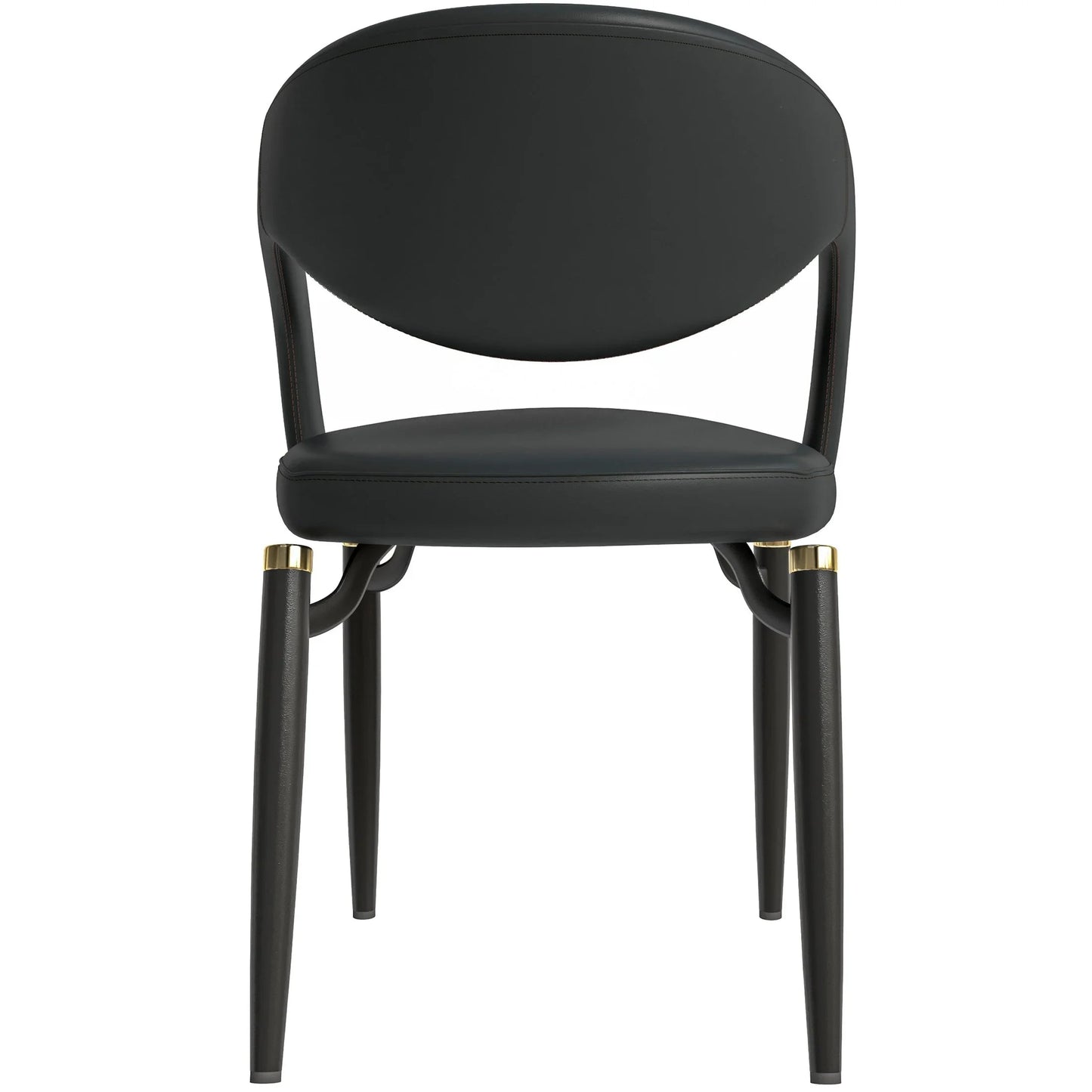 Entice Leather Dining Chairs with Curved Open Back Design and Iron Legs Set of 4 - Elax Furniture