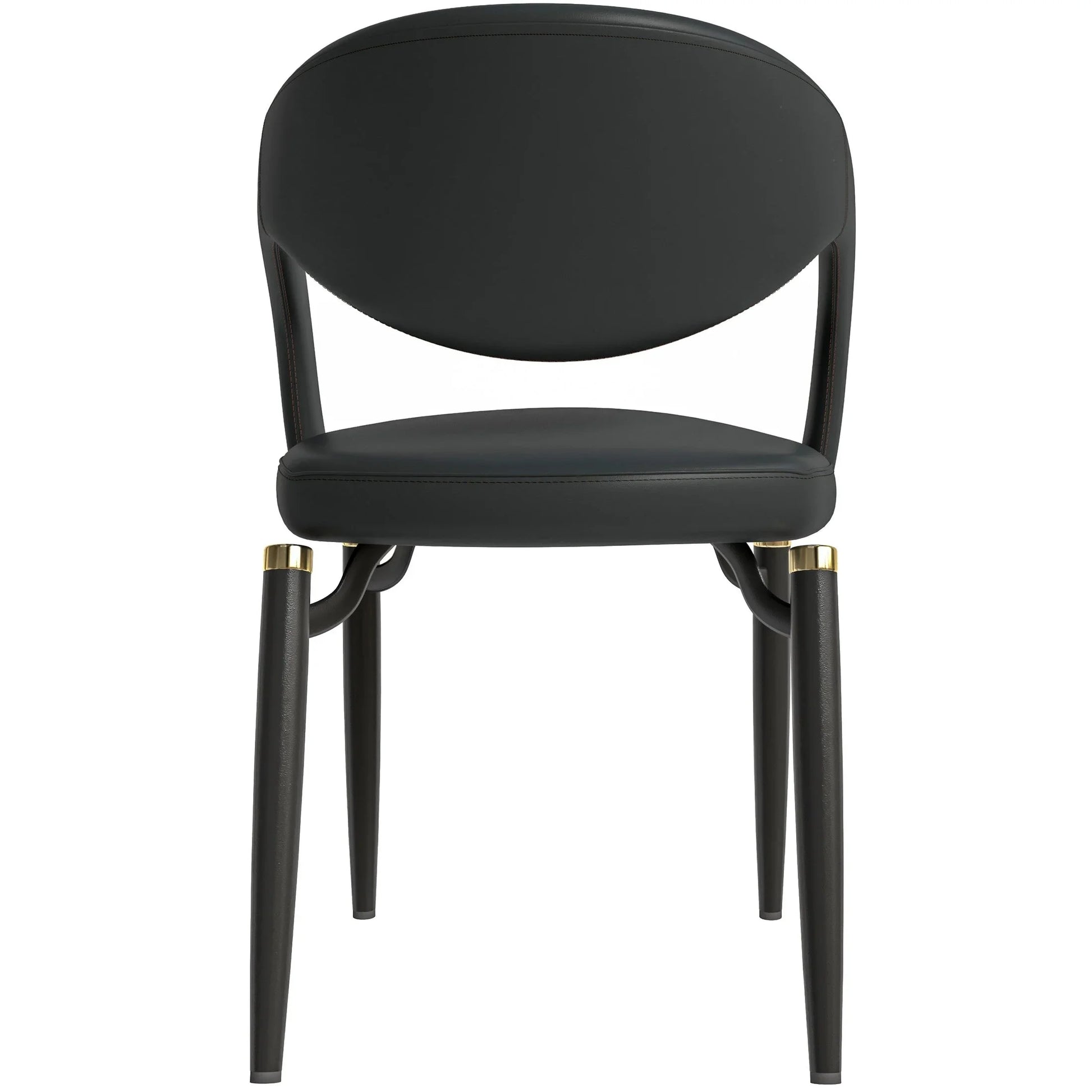 Entice Leather Dining Chairs with Curved Open Back Design and Iron Legs Set of 4 - Elax Furniture
