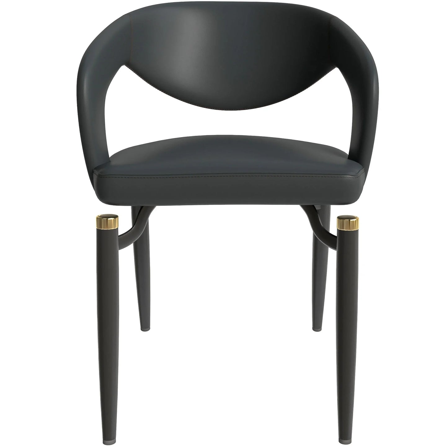 Entice Leather Dining Chairs with Curved Open Back Design and Iron Legs Set of 4 - Elax Furniture