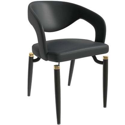 Entice Leather Dining Chairs with Curved Open Back Design and Iron Legs Set of 2 - Elax Furniture