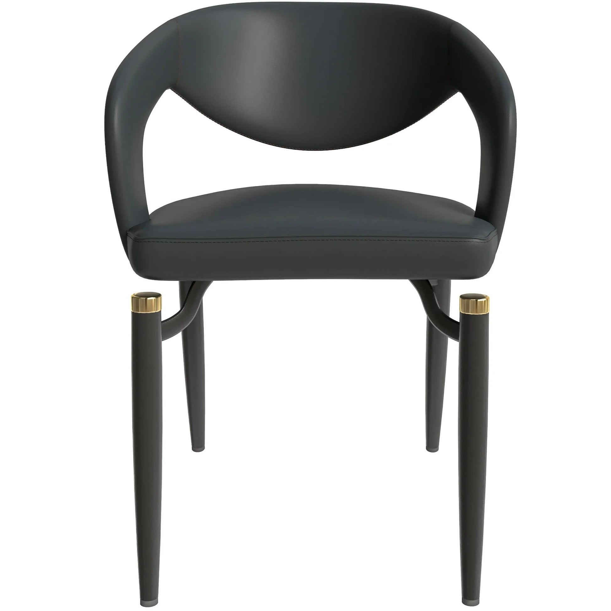 Entice Leather Dining Chairs with Curved Open Back Design and Iron Legs Set of 2 - Elax Furniture