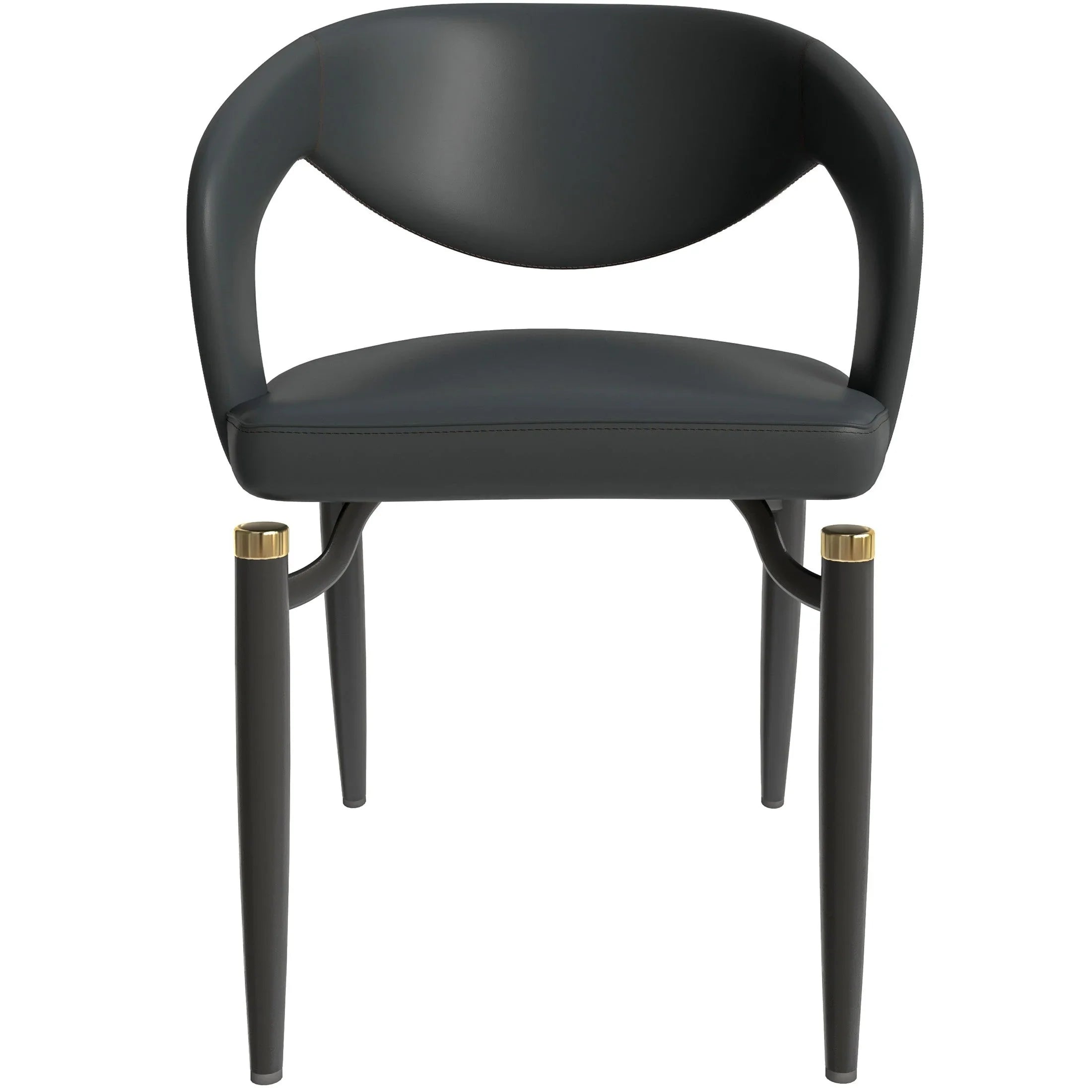 Entice Leather Dining Chairs with Curved Open Back Design and Iron Legs Set of 2 - Elax Furniture