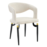 Entice Leather Dining Chair with Curved Open Back and Iron Legs