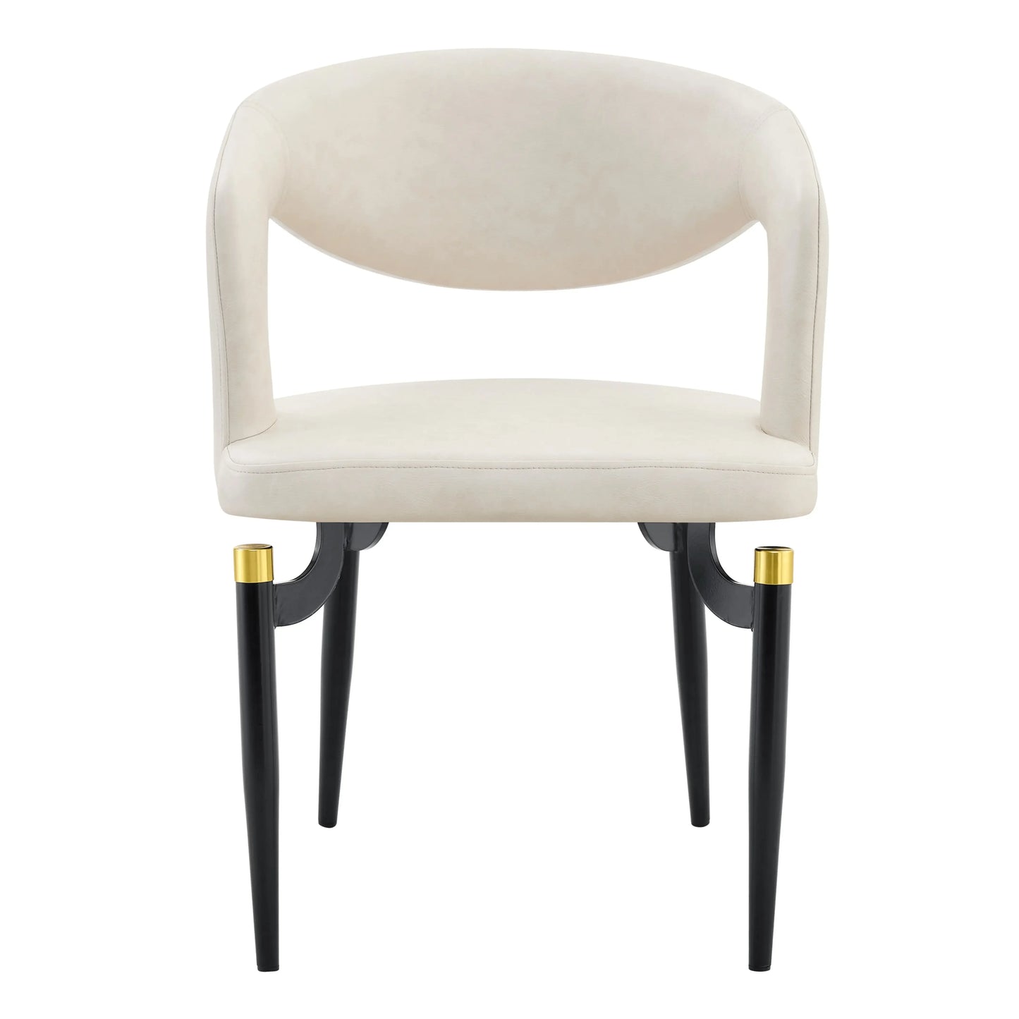 Entice Leather Dining Chair with Curved Open Back and Iron Legs