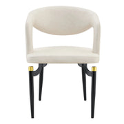 Entice Leather Dining Chair with Curved Open Back and Iron Legs