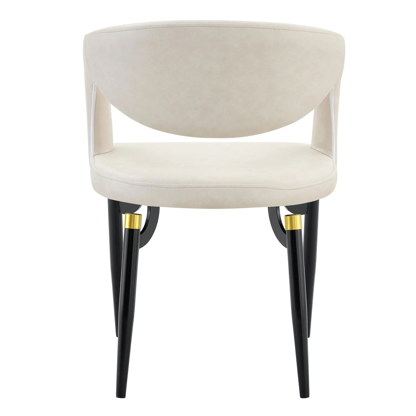 Entice Leather Dining Chair with Curved Open Back and Iron Legs