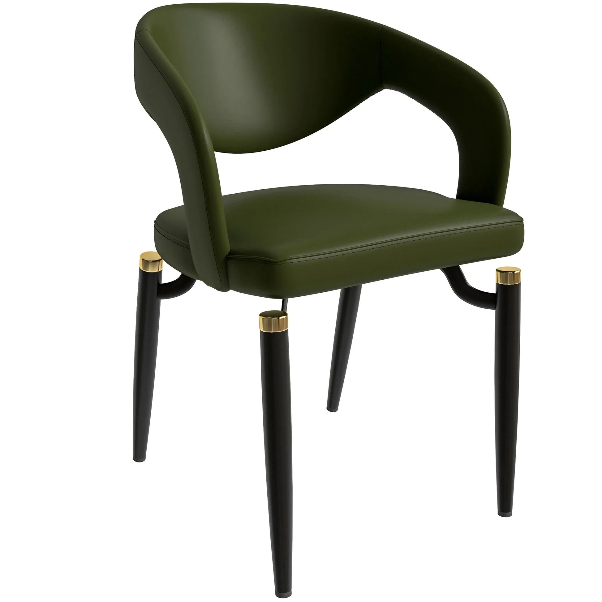 Entice Leather Dining Chairs with Curved Open Back Design and Iron Legs Set of 4 - Elax Furniture